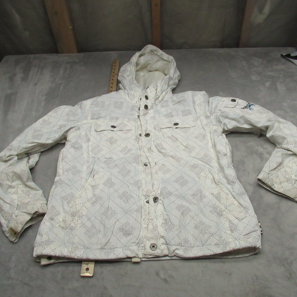 Burton Jacket Womens Medium‎ White Sherpa Lined Insulated Ski Winter Wind Rain